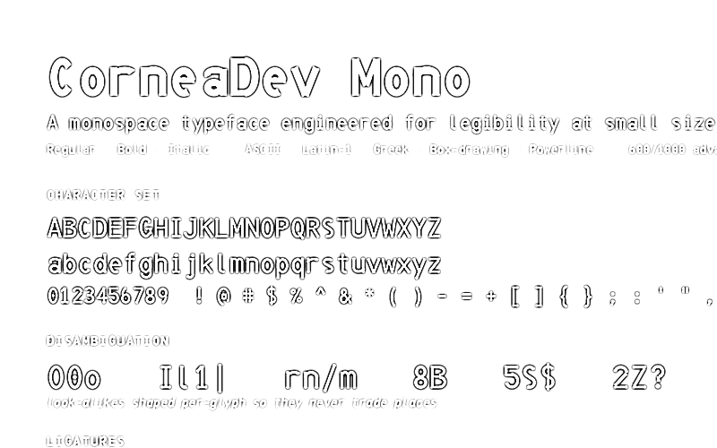 plan view — corneadev mono